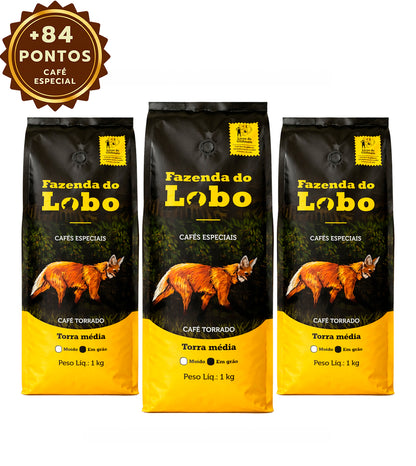 Kit 3kg Café Especial + 84 Pts Fazenda Do Lobo 3x 1kg