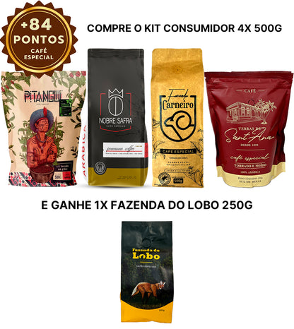 Kit Promocional 2,25 kg Café Especial Sul de Minas 4x 500g 1x 250g