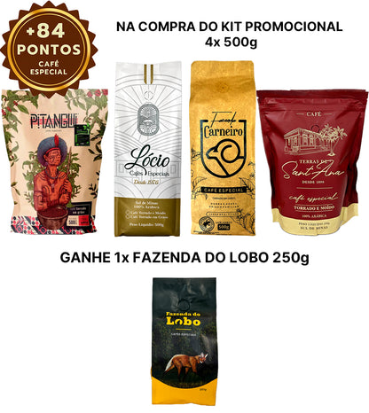 Kit Promocional 2,25 kg Café Especial Sul de Minas 4x 500g 1x 250g