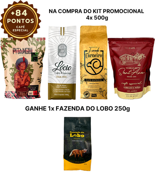 Kit Promocional 2,25 kg Café Especial Sul de Minas 4x 500g 1x 250g