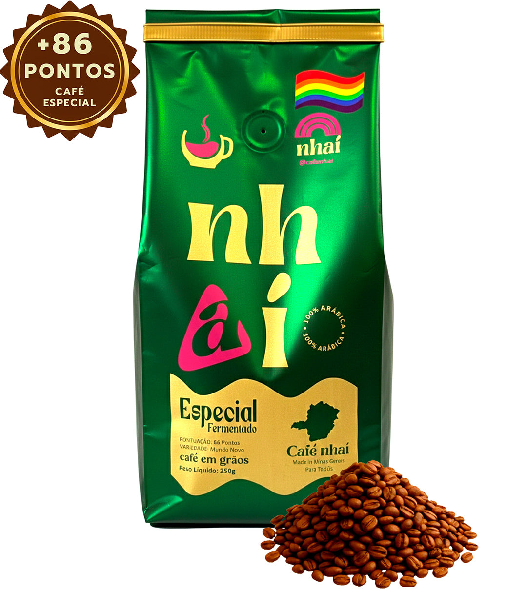 Café Especial +86 Pts Nhaí 250g Em Grãos Sul De Minas Gerais